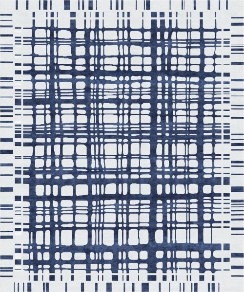 Brookfield Navy / Ink hand-knotted plaid blue modern | Area Rug in Rugs by Atelier Tapis Rouge