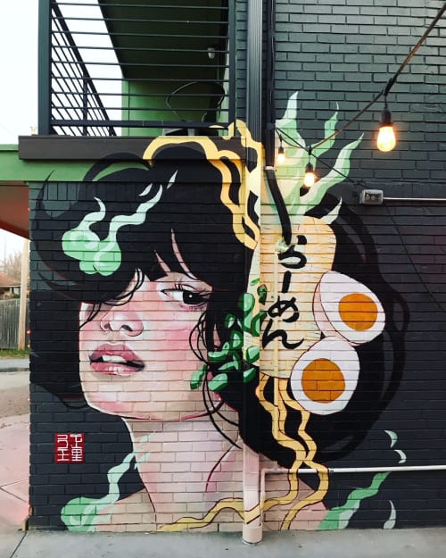 Japanese Ramen Mural: Exterior Brick | Street Murals by JUURI