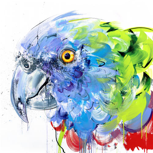 St Lucia Amazon Parrot | Oil And Acrylic Painting in Paintings by Dave White | Sugar Beach, A Viceroy Resort in Soufriere