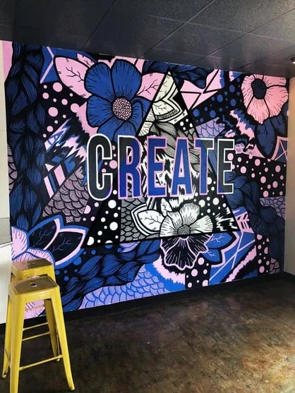 "Create" mural | Murals by Jane Goat | The Brush Bar in Scottsdale