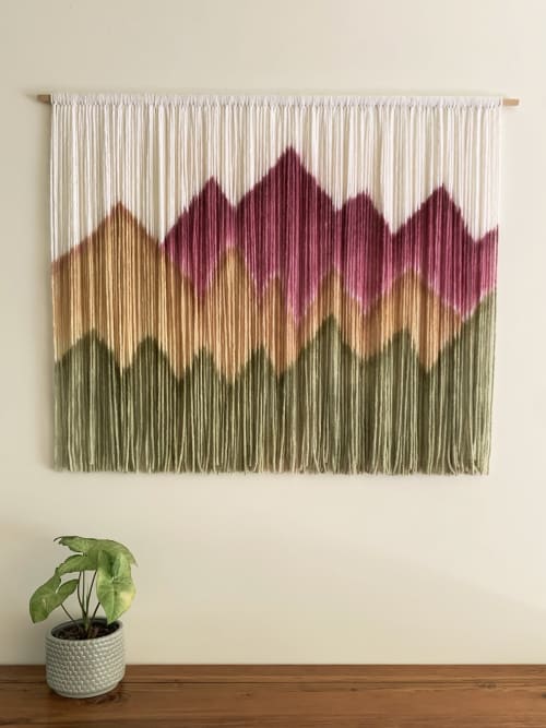 SIERRA PINK Dyed Wall Tapestry Mountain Landscape | Macrame Wall Hanging in Wall Hangings by Wallflowers Hanging Art