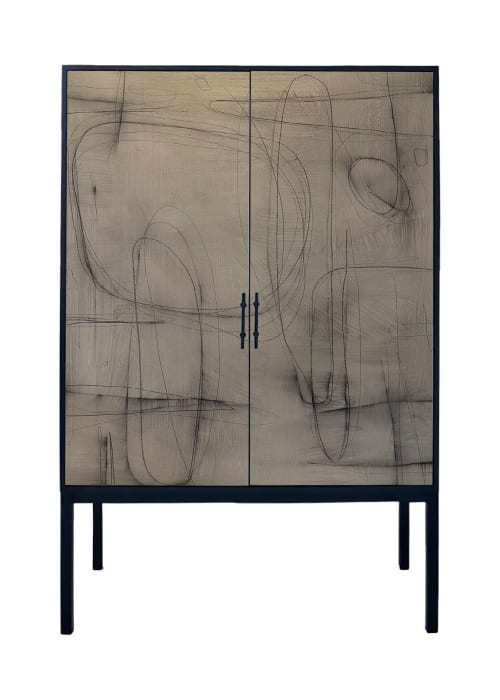 Blurred Lines Armoire  — Hand-Finished Art Doors Contemporay | Storage by Morgan Clayhall Inc