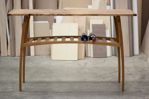 Untitled (buffet table with spalted maple top, arched cherry legs) | Tables by Long Grain Furniture