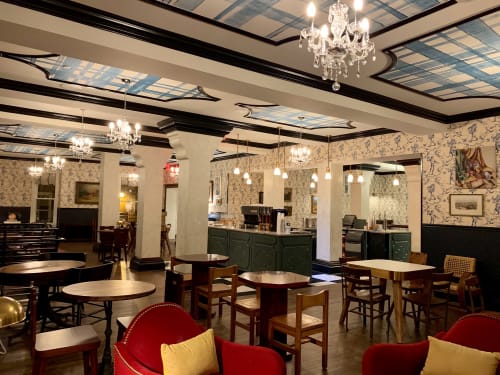 Graduate Hotel New Haven Plaid Ceiling Murals Hand Lettering