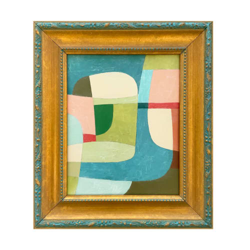 Mid-Century Inspired Oil Painting in Vintage Frame | Paintings by Suzanne Nicoll Studio