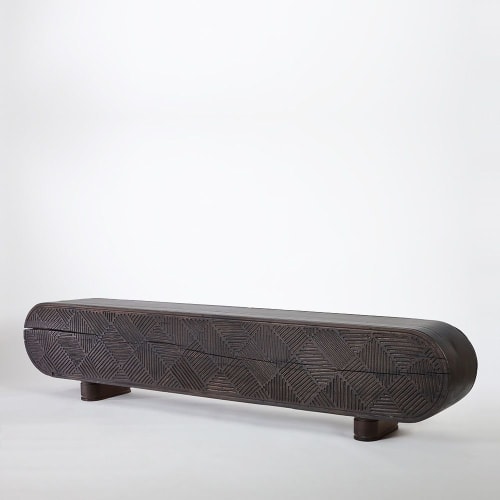 Ossian Carved Bench Table | Benches & Ottomans by Pfeifer Studio