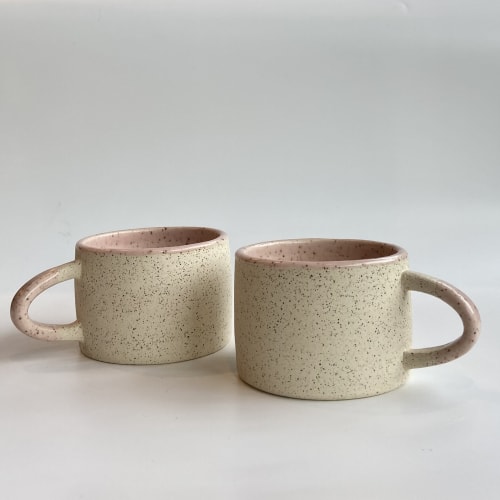 Pink Trimmed Short Modern Mug | Drinkware by cursive m ceramics