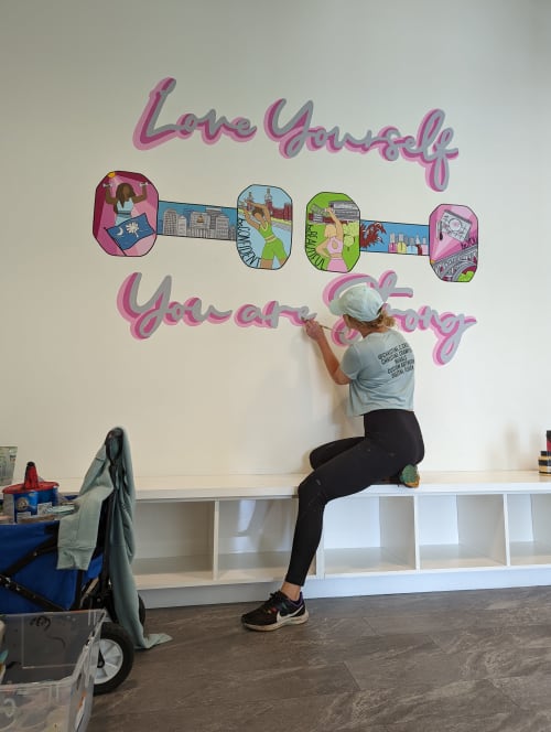 Love Yourself | Street Murals by Girls Who Paint Murals | barre3 in Columbia