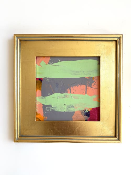 Green Stripes Framed Painting | Paintings by Jessalin Beutler