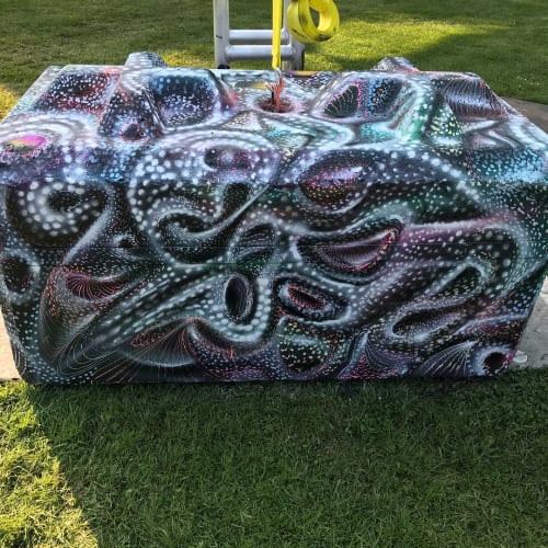 Galactic-Octopus Concrete Block i | Street Murals by Max Ehrman (Eon75) | Golden Gate Park in San Francisco