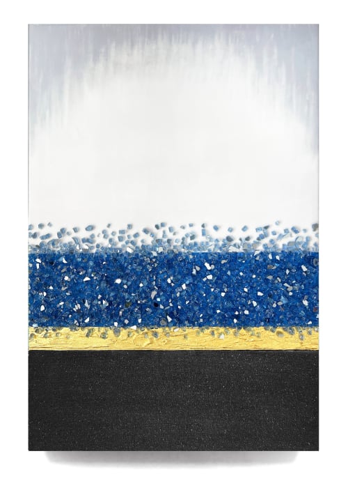 Crystal Blue And Gold | Mixed Media by Alyson Storms