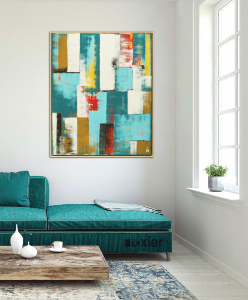 Untitled in Blue - Incl Frame | Paintings by Ronald Hunter