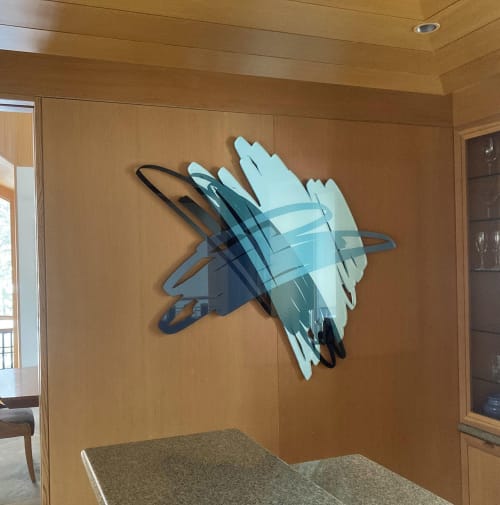 Three Scribbles (Teal) Wall Sculpture | Wall Hangings by Ryan Coleman