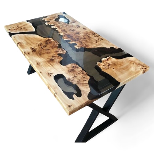 Mappa Burl Epoxy Table, Made to order Epoxy Resin Dining | Tables by Ironscustomwood
