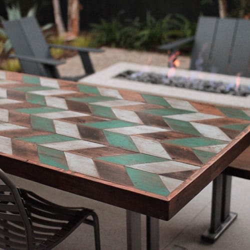 Rustic Geometric-Pattern Dining Table