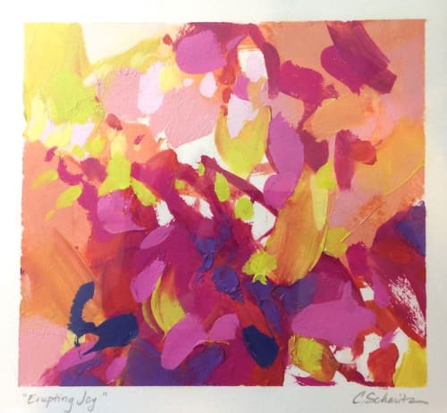 "Erupting Joy", oil on paper | Oil And Acrylic Painting in Paintings by Cameron Schmitz