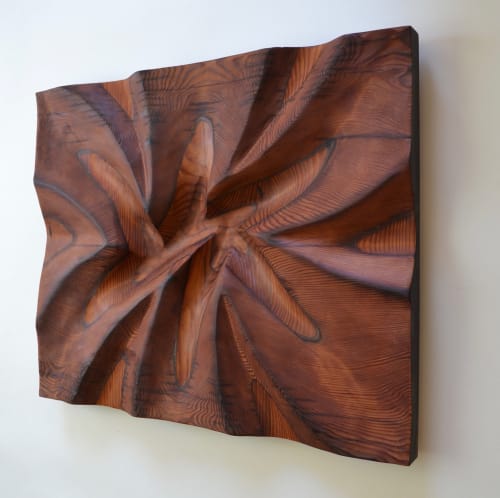 Palm Tree in the Wind | Wall Hangings by Lutz Hornischer - Sculptures in Wood & Plaster