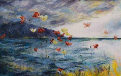 Lake Poppies | Oil And Acrylic Painting in Paintings by Sally K. Smith Artist