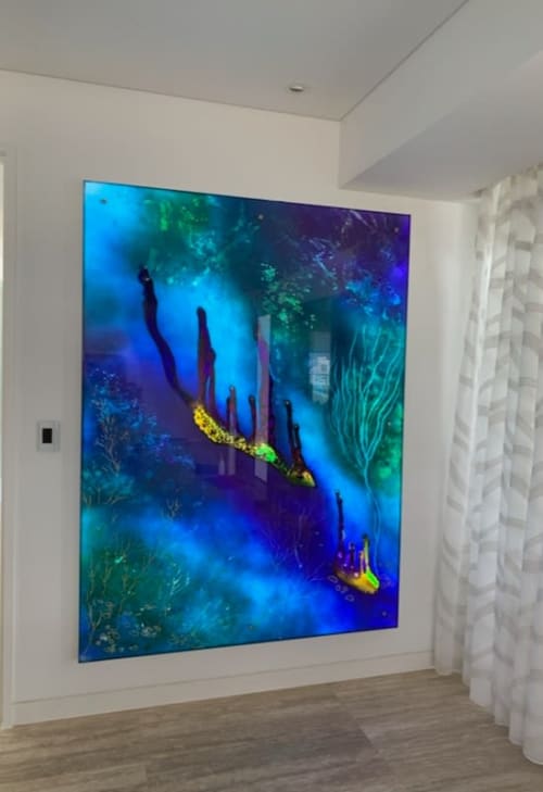 Backlit Glass Wall Art by GlassXpressions Lisa de Boer seen at