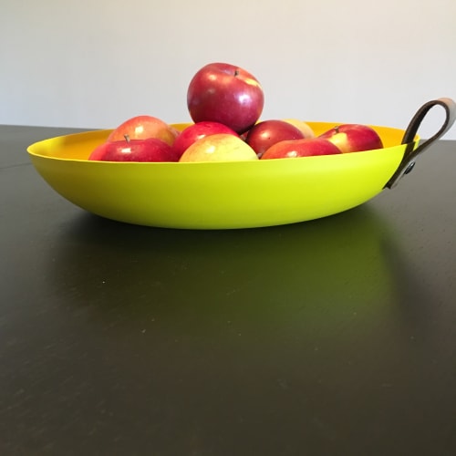 Small Serving Tray | Aluminum | Leather Handle | Tableware by Ndt.design