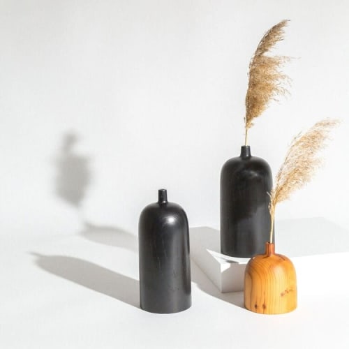 Tall Zai Vase In Black | Vases & Vessels by Pooja Pawaskar