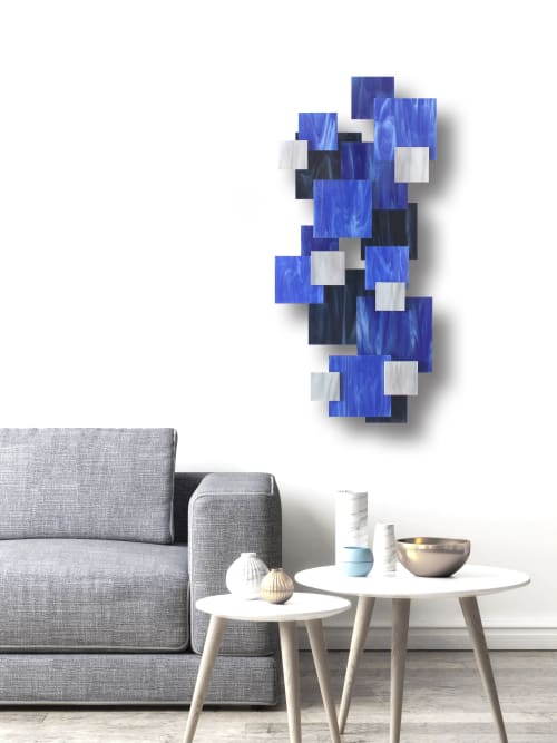 "Saphire" TTS Glass and Metal Wall Sculpture | Wall Hangings by Karo Studios