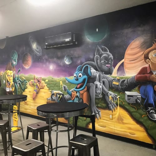 Futurama Mural | Murals by 3rdi Art | Space Lounge in Los Angeles