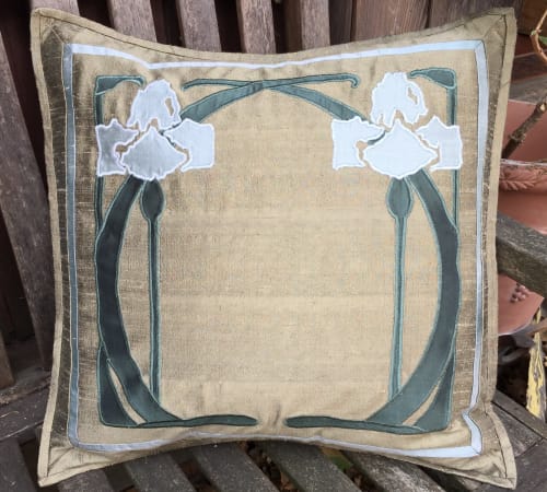 Iris Nouveau | Pillows by APPLIQUE ARTISTRY