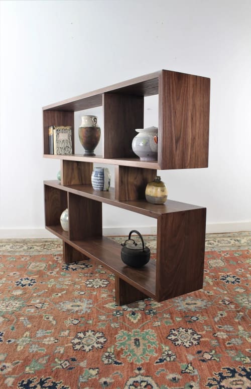Solid handmade walnut room divider display case bookcase | Decorative Objects by GideonRettichWoodworker