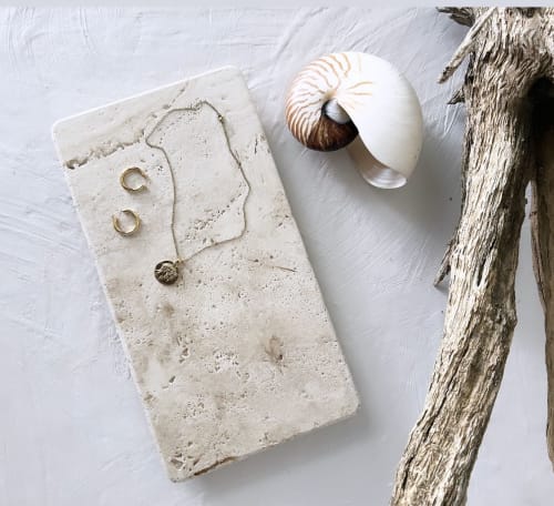 Taverntine Marble Catch All Elevated Jewelry Vanity Tray | Decorative Objects by Mahina Studio Arts