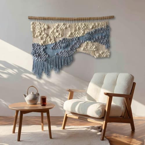 Woven Tapestry "River Mist" | Wall Hangings by KnitushkiStore