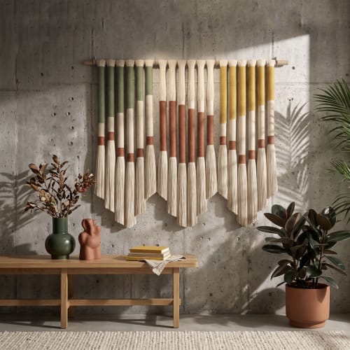 Modern Thread Wrapped Tapestry | Wall Hangings by Sarmal Design