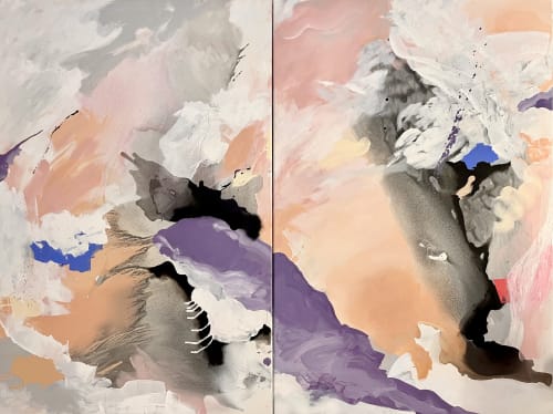 As We Collide We Are Brilliant - Original Diptych Painting | Oil And Acrylic Painting in Paintings by Jilli Darling
