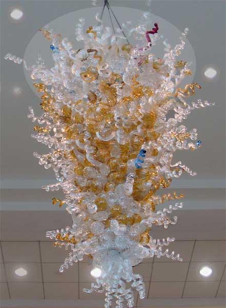 "University of Southern Alabama" ~ Blown Glass Chandelier | Chandeliers by White Elk's Visions in Glass - Glass Artisan, Marty White Elk Holmes & COO, Jo Pierce | The University of Alabama in Tuscaloosa