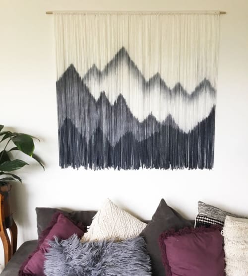 ALPS Gray Mountain Landscape Dyed Wall Tapestry | Macrame Wall Hanging in Wall Hangings by Wallflowers Hanging Art