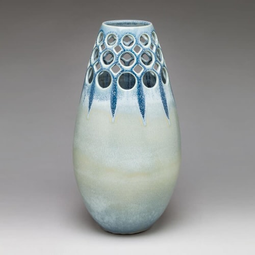 Elongated Teardrop Demi Lace Vessel - Starburst | Vase in Vases & Vessels by Lynne Meade