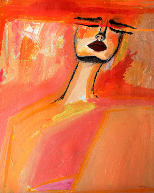 Dreaming in 3D - Orange Archival Giclee Print | Paintings by Amy Straley