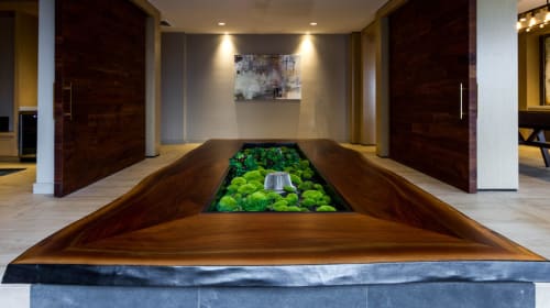 Live Edge Black Walnut Planter Surround | Furniture by reSAWN TIMBER co. | Highgate at the Mile in Tysons