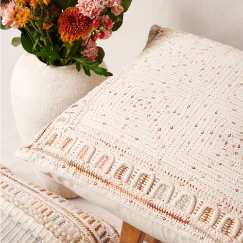 Maze Coral Hand Embroidered Pillow | Pillows by Studio Variously