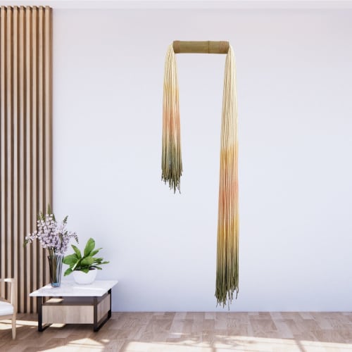 Southern color tassels/ bamboo | Wall Hangings by Olivia Fiber Art