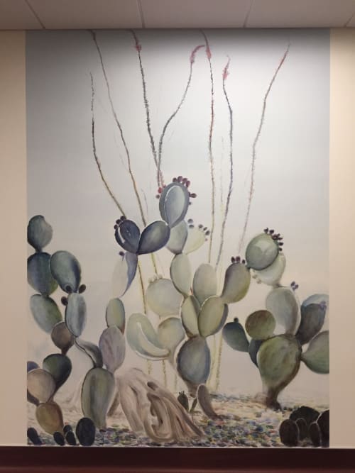 'In Honor of the Prickly Ones', Indoor Hallway Mural | Murals by Very Fine Mural Art - Stefanie Schuessler | Antelope Valley Cancer Center - Mukund Shah MD in Palmdale
