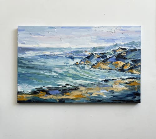 Misty Morning Large Contemporary Painting | Paintings by Lisa Elley ART