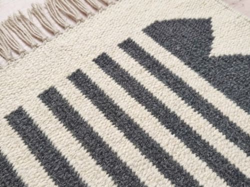 Handwoven Wool Grey Stair Runner | Runner Rug in Rugs by Evergreen Carpets