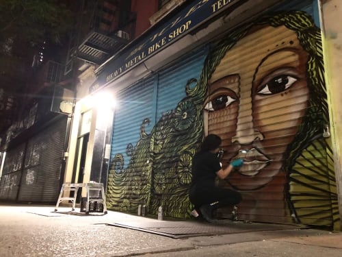 Harlem Bike Shop Mural | Street Murals by Alice Mizrachi | Heavy Metal Bike Shop in New York