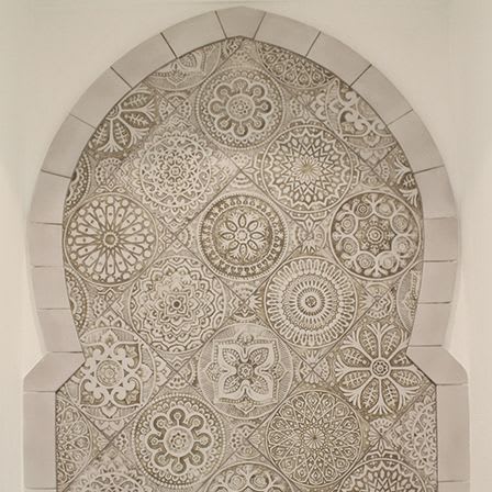 Bathroom arch using large handmade tiles (1 tile) | Tiles by GVEGA
