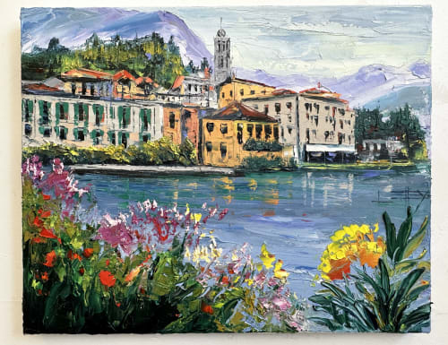 Lovely Lake Como | Oil And Acrylic Painting in Paintings by Lisa Elley ART