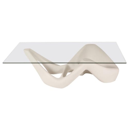 Amorph Net Coffee Table, White Lacquered with Tempered Glass | Tables by Amorph