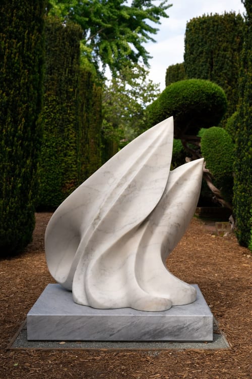 Artemis, sculpture carved in Calacatta Michelangelo | Sculptures by Yoko Kubrick | Filoli in Woodside