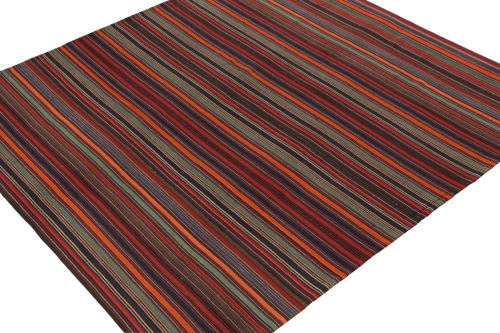 Vintage Persian Jajim Bidjar Kilim in Polychromatic Stripes | Area Rug in Rugs by Rug and Kilim