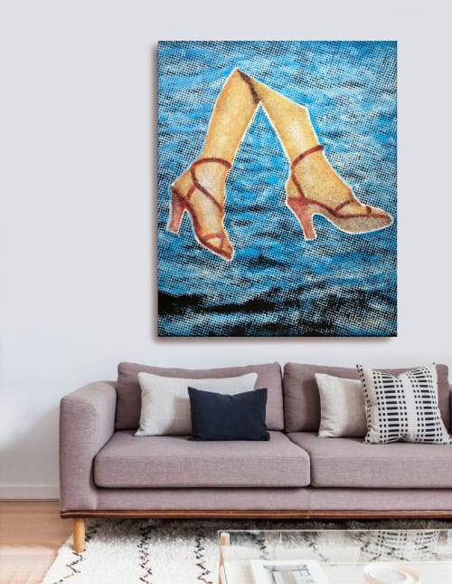 walking water woman heels ocean surreal office home decor | Paintings by Dan Bina